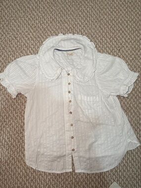 Pilcro White Button-Down Blouse with Peter Pan Collar